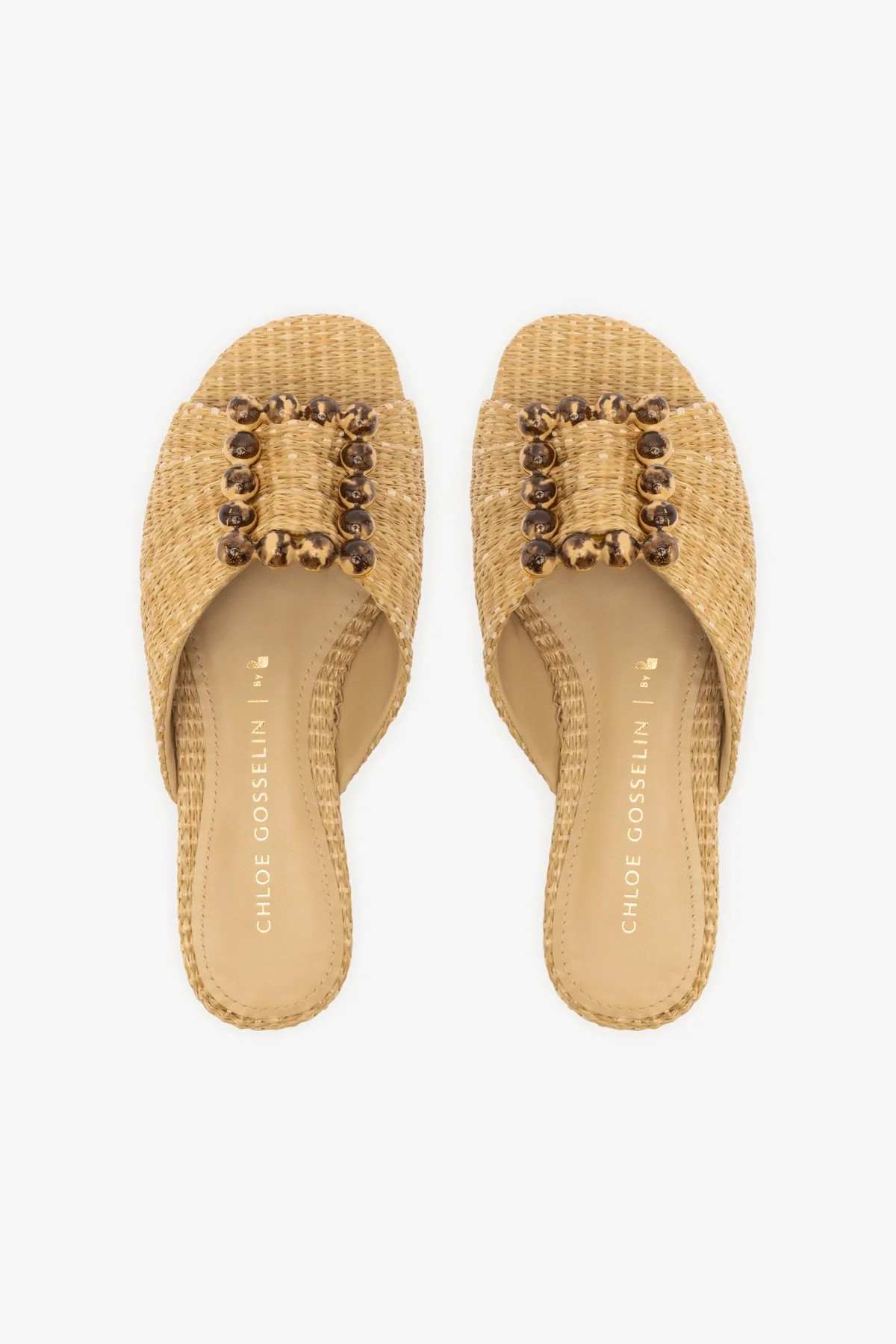 Chloe Gosselin by Larroudé Nova Flat In Natural Raffia | Larroude