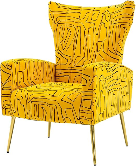 NIOIIKIT Velvet Accent Chair with Metal Gold Legs Upholstered Wingback Armchair Side Lounge Chair... | Amazon (US)