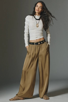 Maeve Draped Wide-Leg Pull-On Pants | Anthropologie (US)