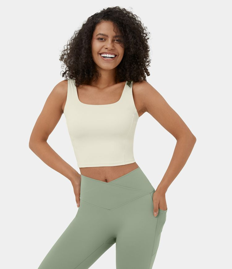 Women’s Square Neck Backless Cropped Yoga Tank Top - Halara | HALARA