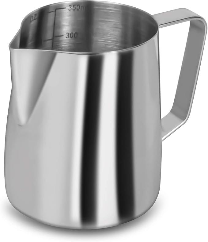 Milk Frothing Pitcher, 12 Oz Milk Frother Steamer Cup Stainless Steel Espresso Cup | Amazon (US)