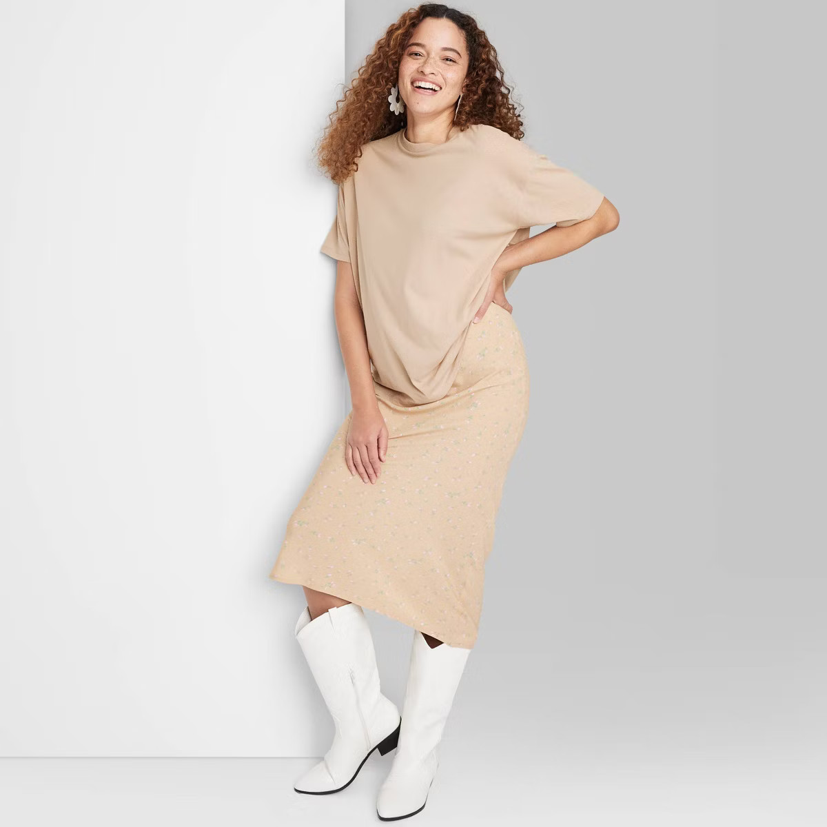 Women's Elbow Sleeve Oversized T-Shirt - Wild Fable™ Light Taupe XS | Target