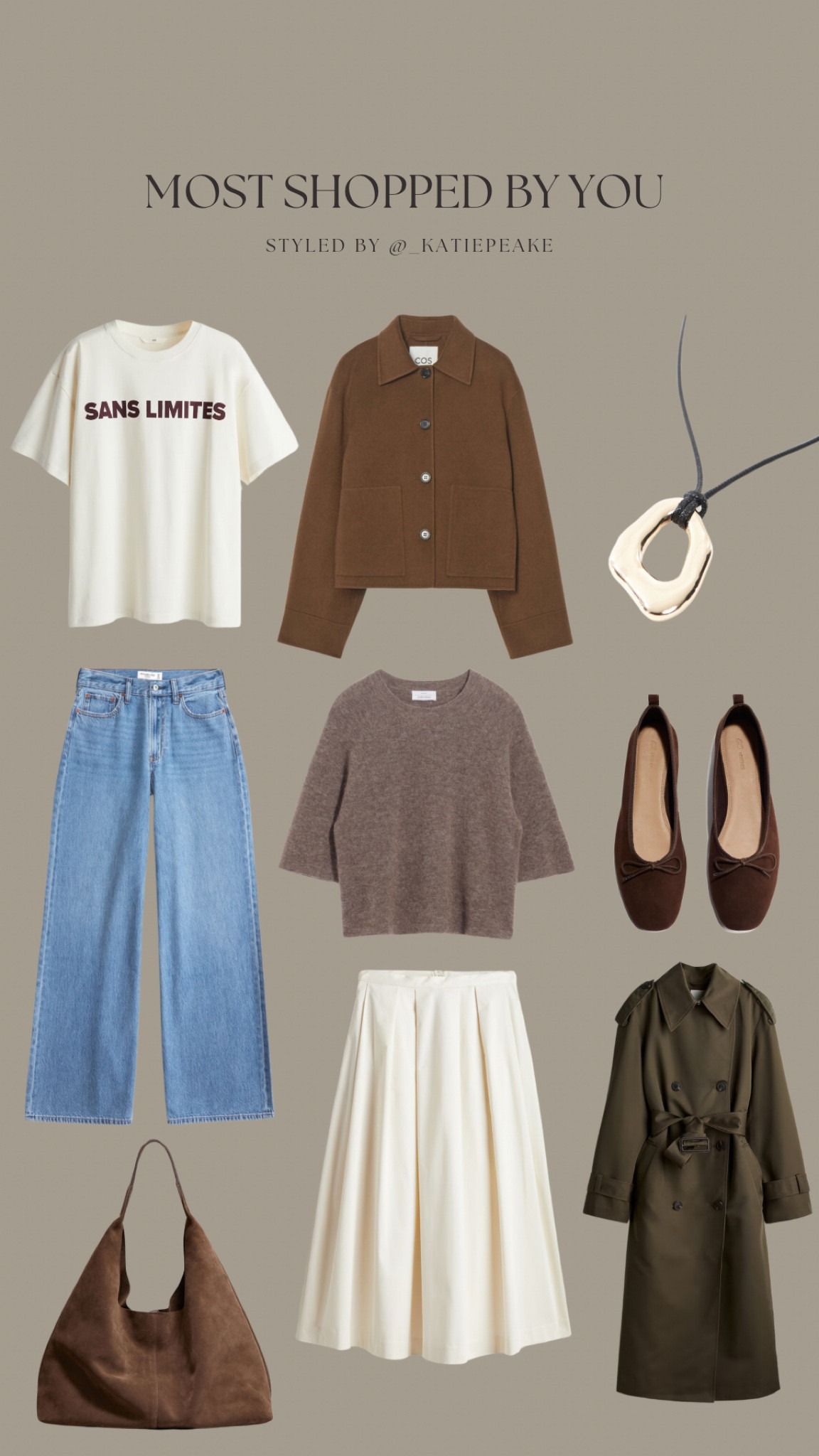 Most shopped by you this week! 🤎

Autumn shopping, suede bag, Abercrombie jeans, short sleeve knit, white skirt, khaki trench coat, ballet flats, wool jacket 

#LTKstyletip #LTKautumn #LTKuk