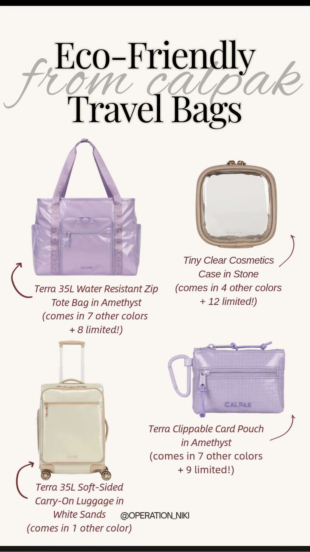 Streamline your next getaway with these gorgeous, eco-friendly travel favorites from Calpak. ✈️ Keeping your essentials completely organized makes packing and navigating the airport simple, functional, and stress-free.

Follow for more @OPERATION_NIKI on IG, TikTok, & Facebook
#CalpakTravel #TravelOrganization #EcoFriendlyTravel #OperationNiki #TravelEssentials #PackWithMe #AestheticTravel #LuggageGoals #TravelFinds #OrganizedTravel 

 #LTKHome #LTKTravel