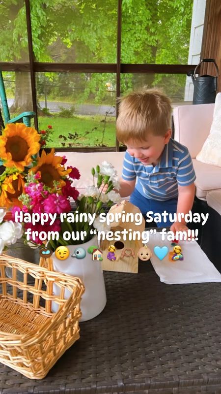 Happy rainy spring Saturday from our “nesting” fam!!! 🪺😉🐦🏡🤰🫶🏽👶🏼🩵🤱 #38weekspregnant #nestingtimeishere 

There’s just something so special about being #almost9monthspregnant on a cozy rainy Saturday🤰🌧️- feels like God’s little gift of rest!! 🫶🏽🥰 Can’t believe I will be rocking another sweet newborn baby 🤱on this same porch swing 🌿 in the coming days/weeks!! 🥹👶🏼 #springsaturday #rainysaturday #babynumbertwocomingsoon #nesting 

And today’s fun spring rainy day activity ☔️ on the porch 🌾 was Judson getting to paint his very own bird house for the “birdies” - so sweet!! 🎨🐦🏡 And very very fitting 😉 for this season of “nesting” 🪺 as we are so so close to meeting Judson’s baby brother - sweet baby Levi Rhett!! 🤍 Just so grateful for this sweet season of life with my growing fam and all these sweet boys of mine!!!🤰🩵👶🏼 #rainydayactivity #mysweetboys #growingfamily #nestingmode

#LTKbump #LTKhome #LTKfamily