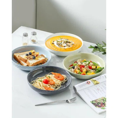 Pasta Bowls Set of 4, 42 OZ Ceramic Salad Bowl Large Serving Plate Bowls | Wayfair North America