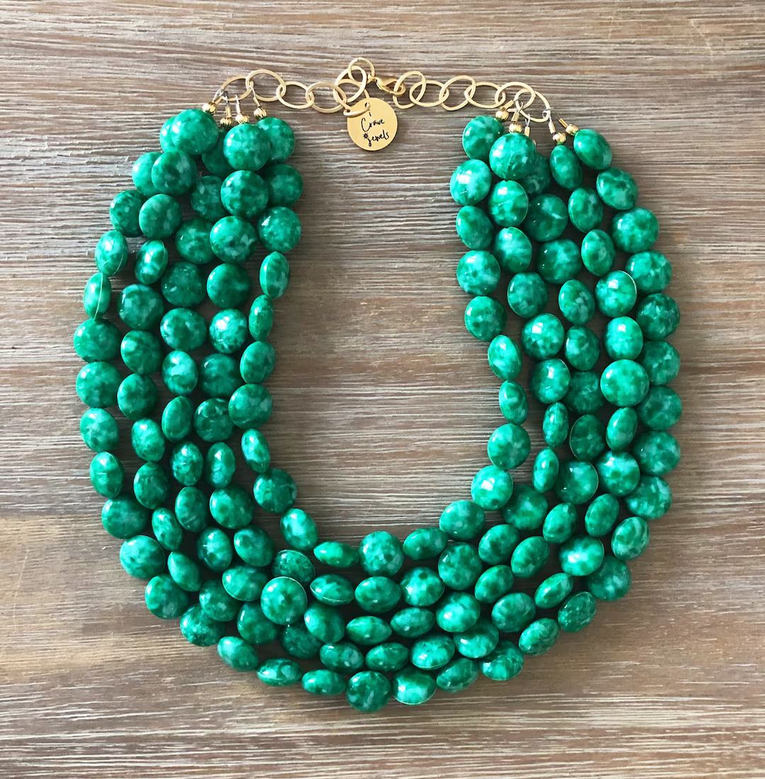 Emerald Necklace - Green Beaded Necklace | Etsy (US)