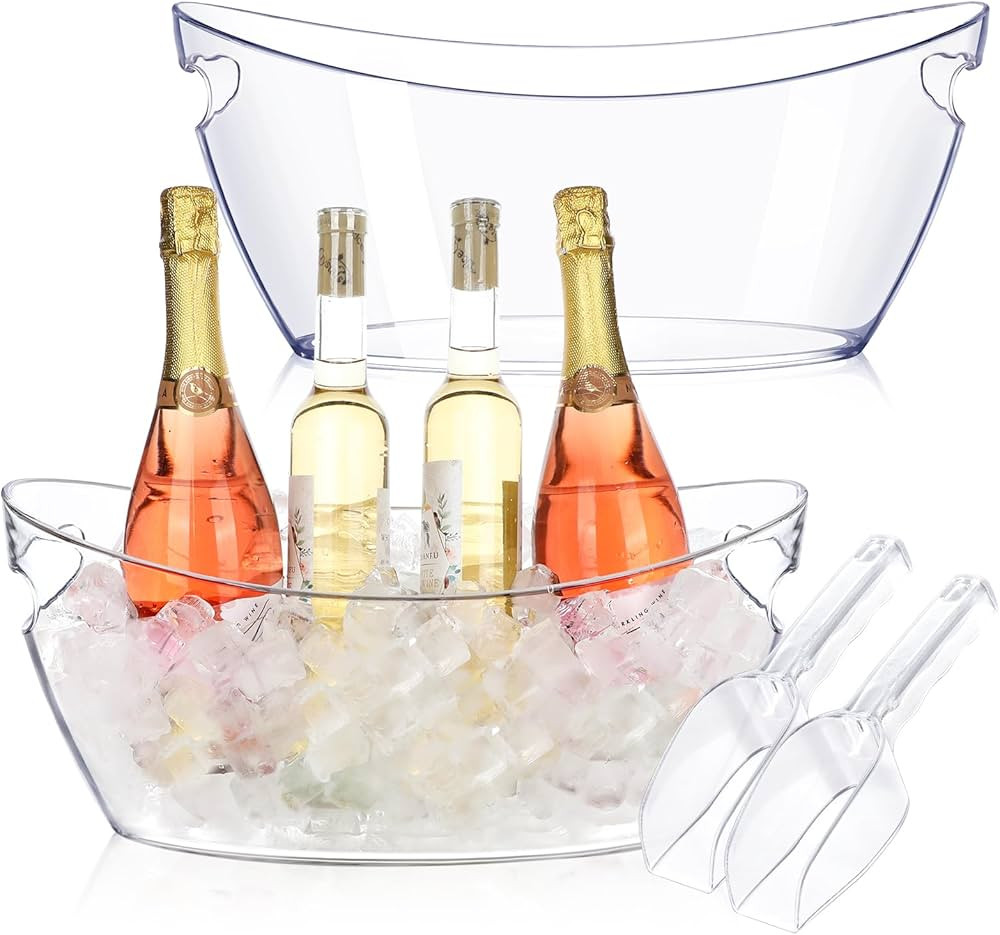 Ice Buckets for Parties, 2pcs Acrylic Champagne Beverage with 2 Ice Bucket Scoop, Drinks Buckets ... | Amazon (US)