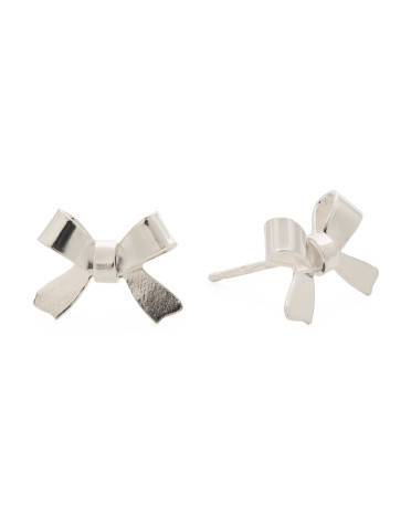 Made In Italy Sterling Silver Shiny Bow Stud Earrings | TJ Maxx
