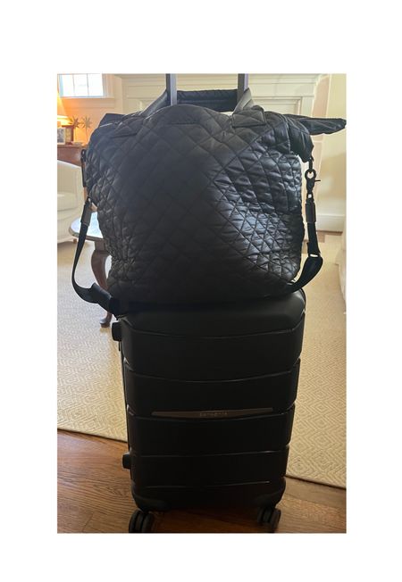 I can’t recommend this travel bag enough. It’s lightweight and has a luggage trolley sleeve. The suitcase is not crazy expensive but rolls well and is lightweight. Multiple family members now have  