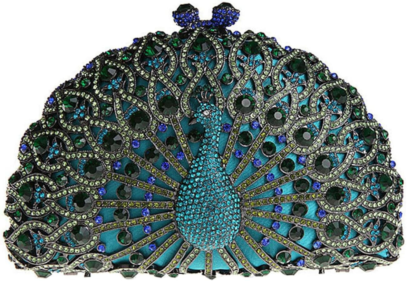 Glitter Women Peacock Crystal Clutch Seashell Handbag Animal Rhinestone Evening Clutch Bridal Pur... | Amazon (US)
