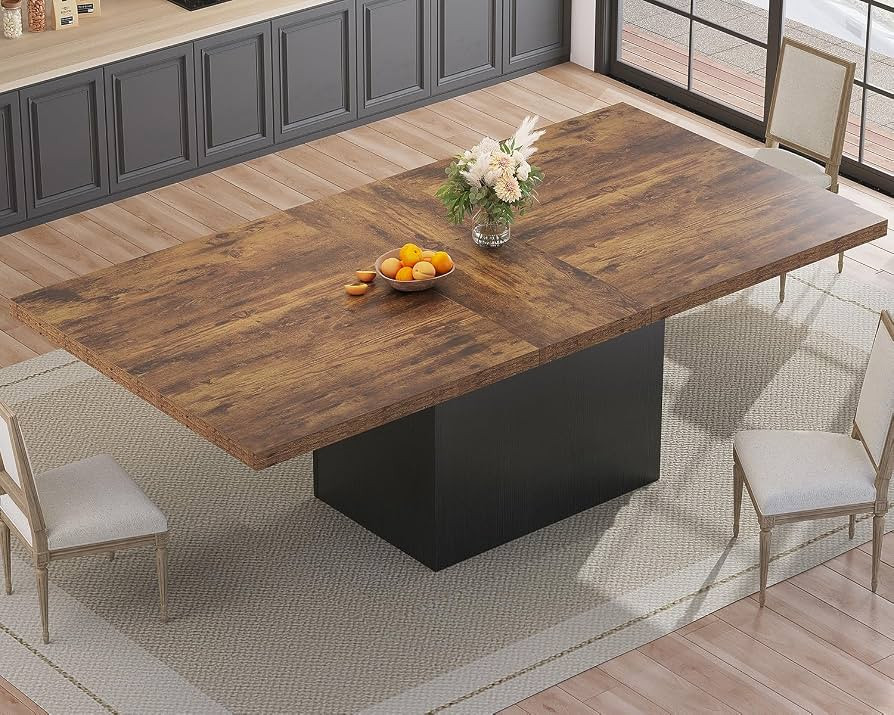 HSH 78” Dinner Table for 6 to 8, Large Wood Rectangular Dining Table, Rustic Kitchen Table only... | Amazon (US)