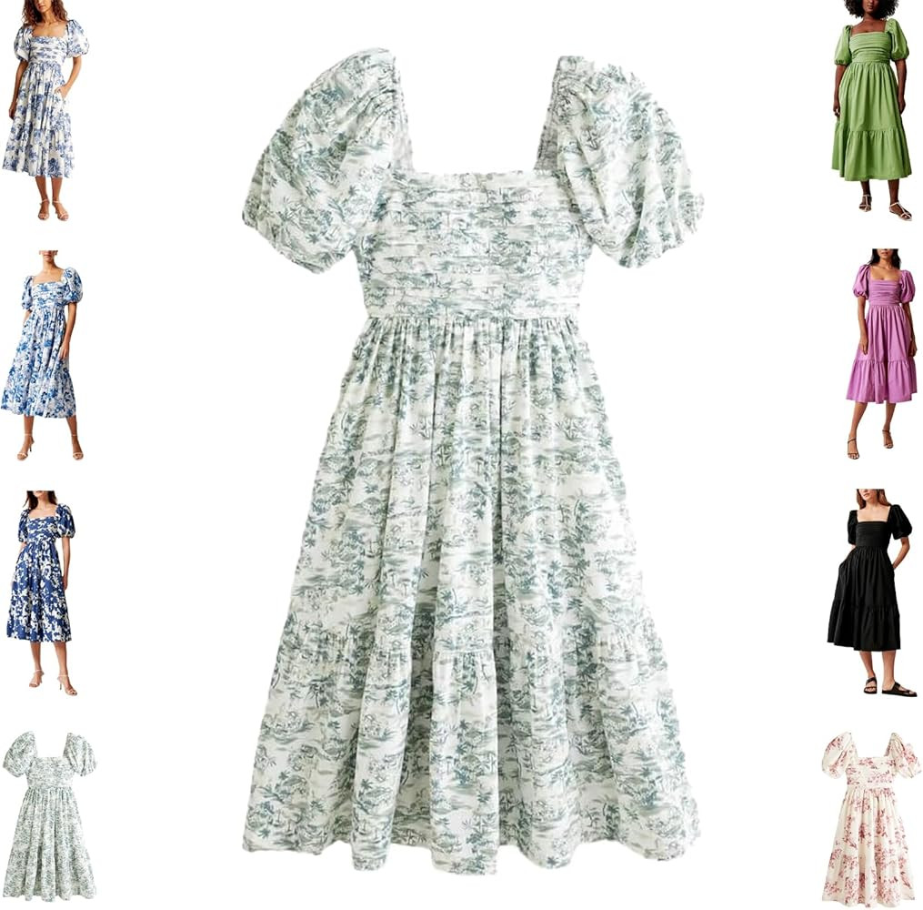 Hive Babe Dress, Summer Casual Flowy Beach Floral Ruffle Maxi Dress for Women, Hive Babe Dress wi... | Amazon (US)