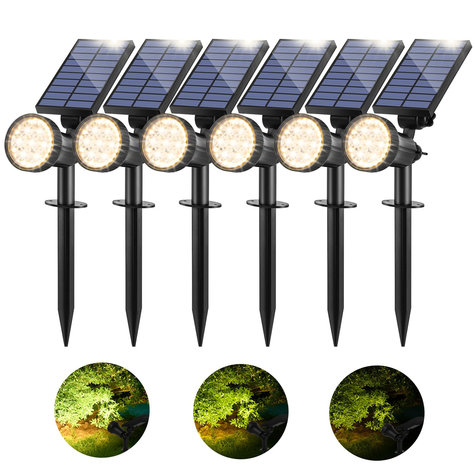 6-Pack Solar Spot Lights for Outside, Solar Powered Lights with 30LEDs & 3 Modes, Outdoor Solar L... | Amazon (US)