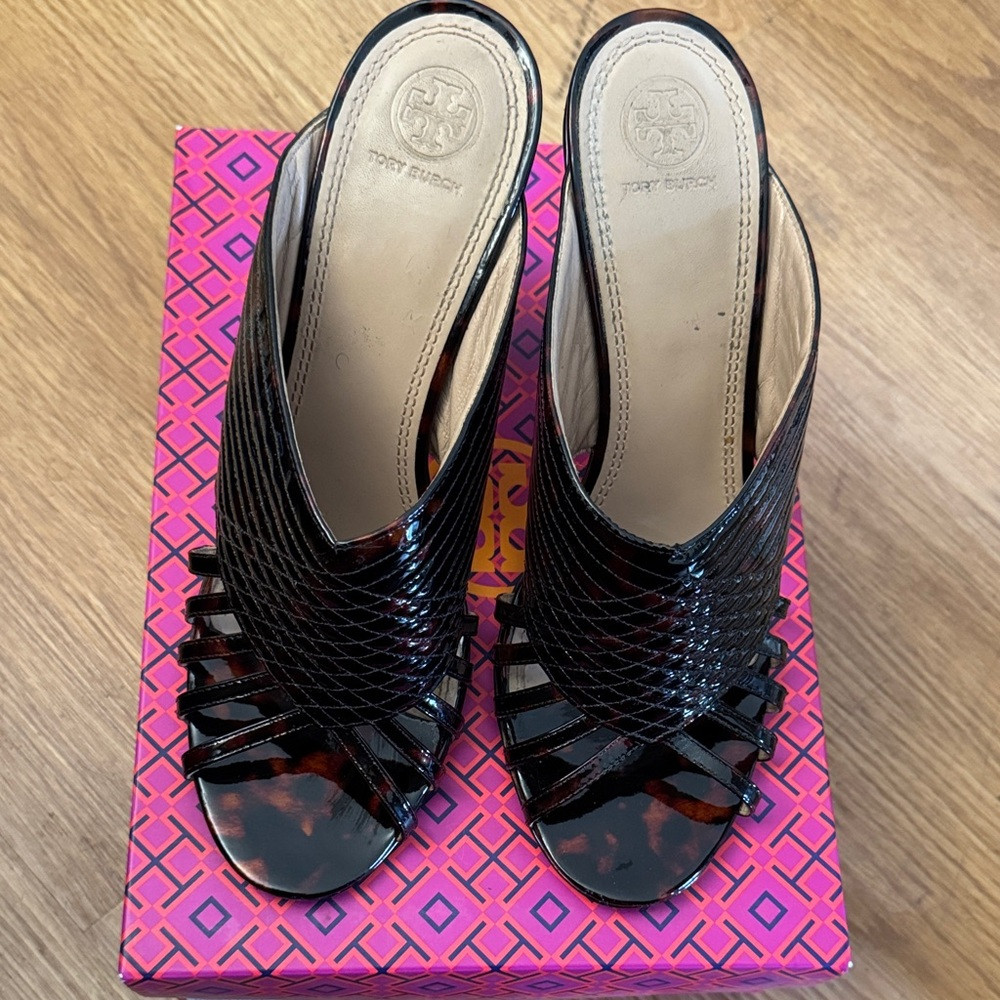 Tory Burch Black Tortoiseshell Slide Mules | Poshmark