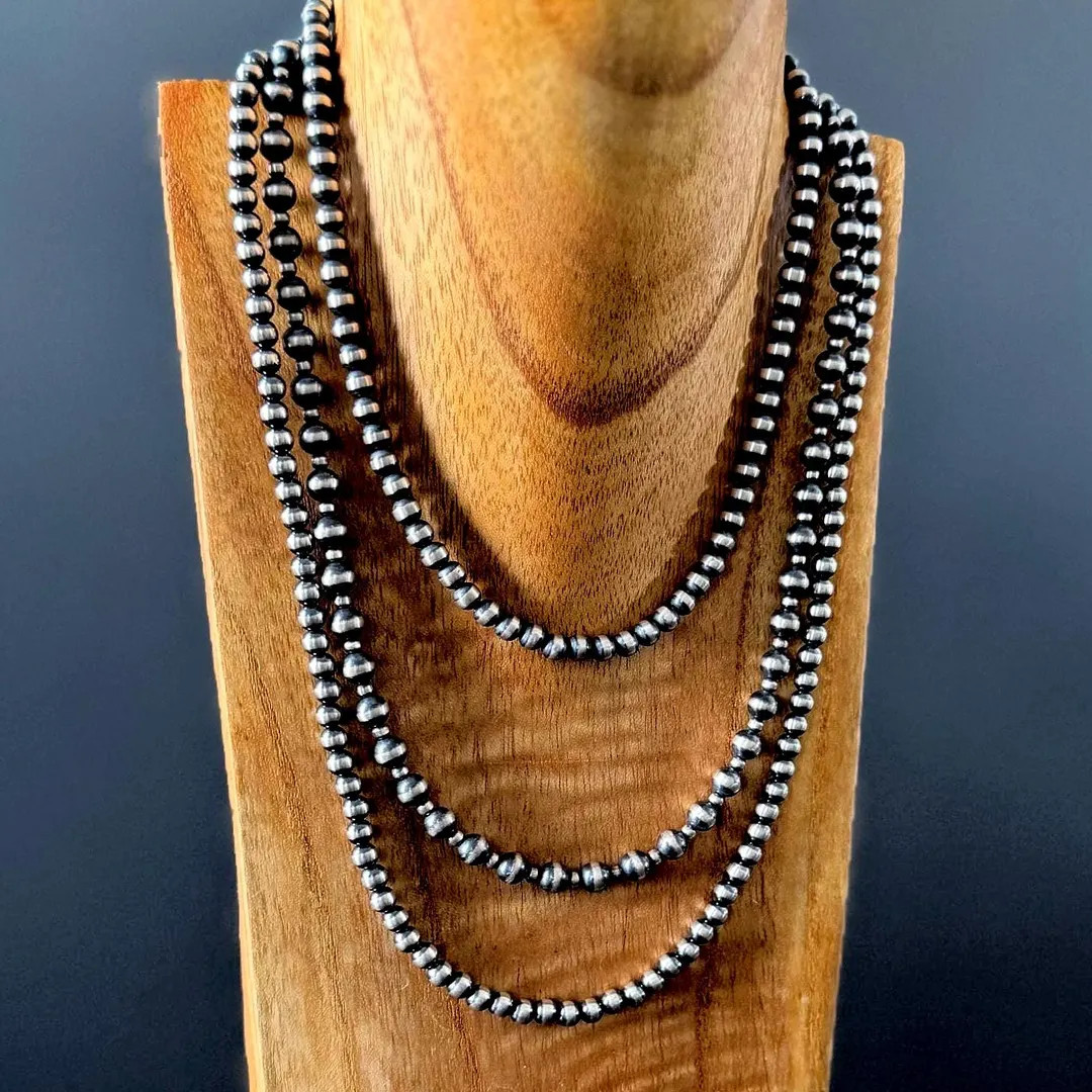 Pearl silver necklace beads 5mm sterling silver Navaho pearl beads | Etsy (US)