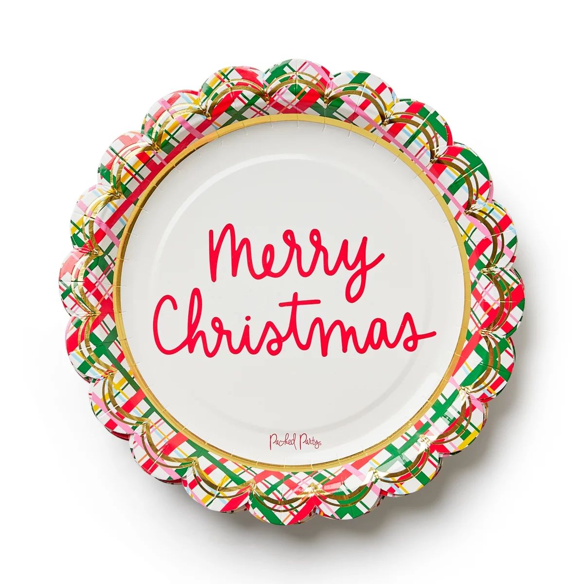 Packed Party "Merry Christmas" 9" Scalloped Holiday Paper Dinner Plates, 10CT, White | Walmart (US)