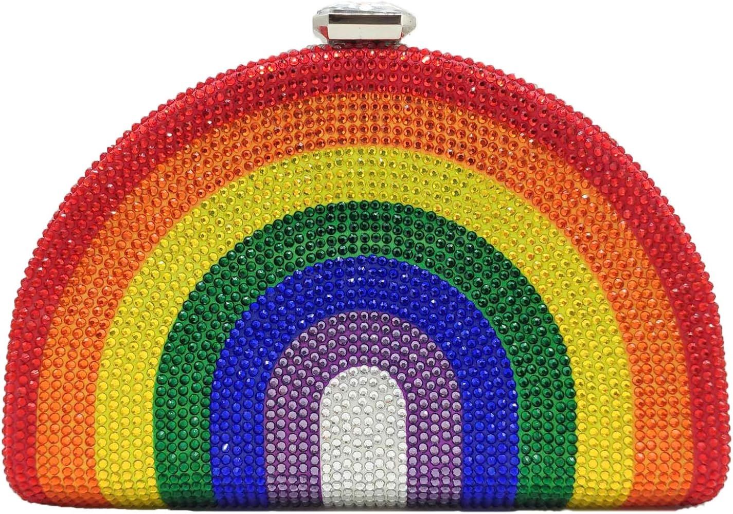 Rainbow Bags For Women Crystal Clutch Purse Evening Bag Fashion Party Rhinestone Handbags Small | Amazon (US)