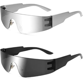 VANLINKER Wrap Around Sunglasses for Women Men Fashion One Piece Flat Top Shield Eyewear Y2k Futuris | Amazon (US)