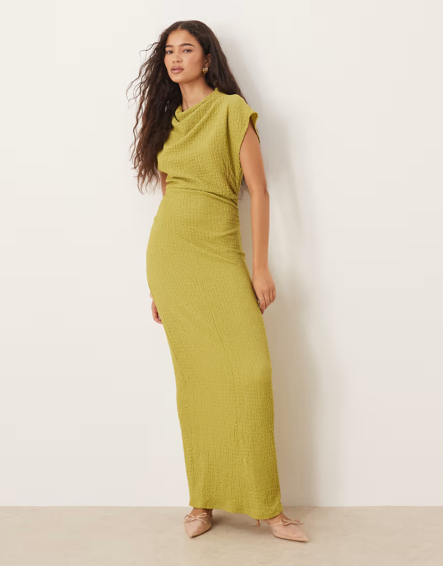 ASOS DESIGN dropped sleeves maxi dress in olive-Green | ASOS (Global)