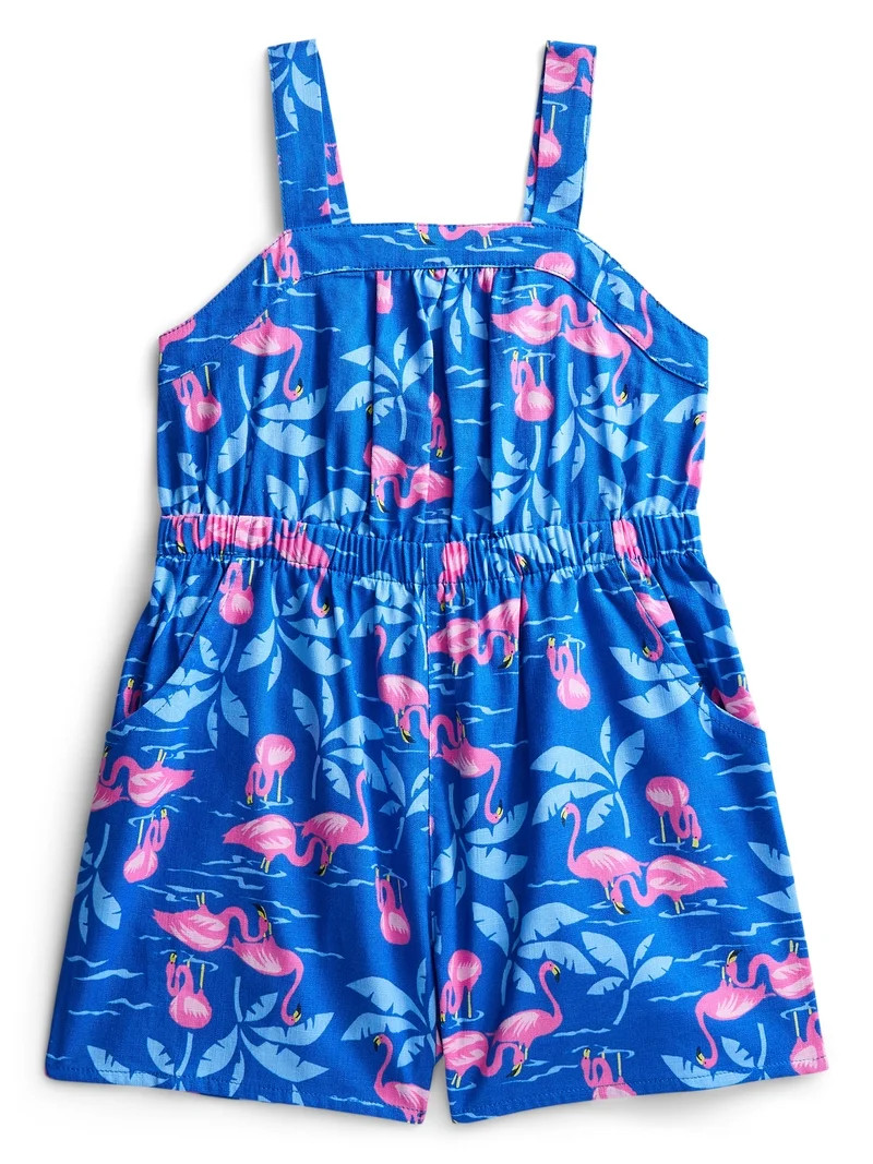 Wonder Nation Girls Printed Romper, Sizes 4-18 | Walmart (US)