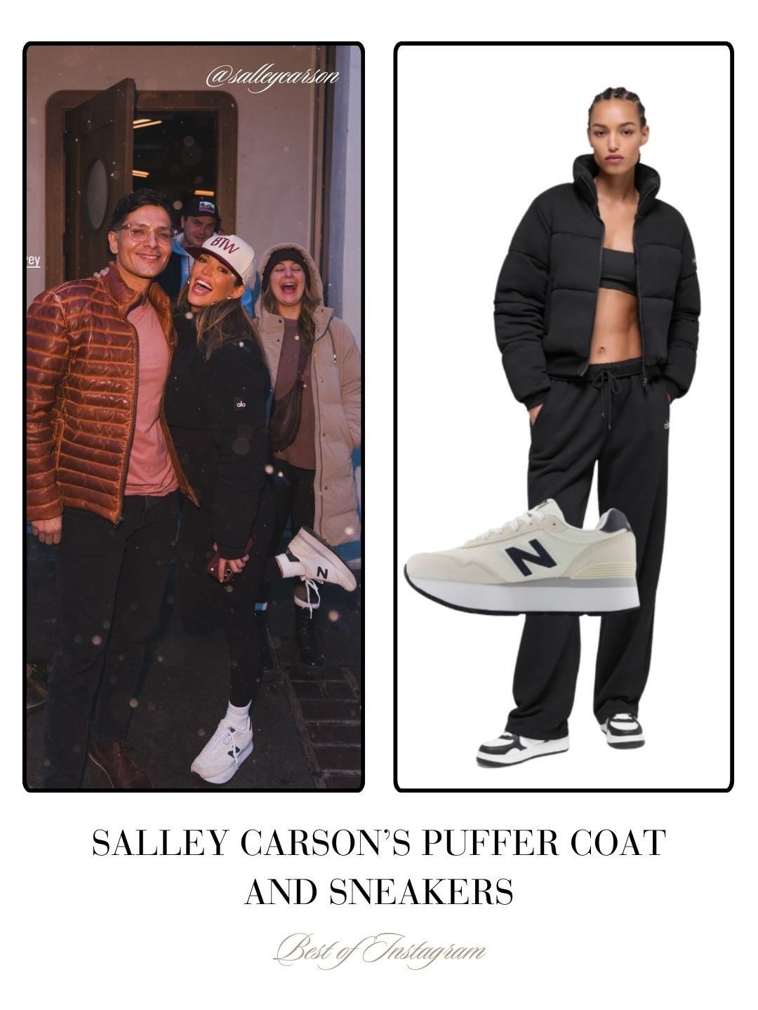 Salley Carson’s Sneakers and Black Puffer Coat 📸 = @salleycarson 