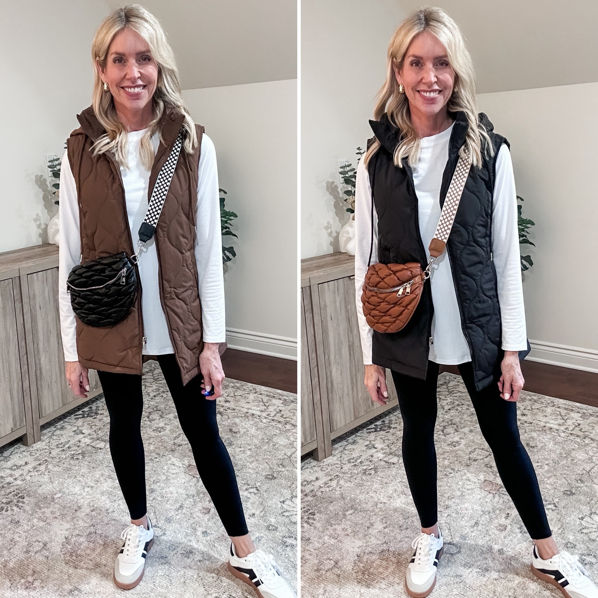 At 54, I'm not giving up my leggings but I like to cover up the 🍑. So I wear an Amazon tunic top and comfy vest and always add accessories!

The vest comes in 5 sizes and 10 colors and fits true to size. I sized up in the tunic for a roomier fit. Leggings run true to size. This outfit is sooooo good!

#LTKOver40 #LTKFindsUnder50 #LTKSaleAlert