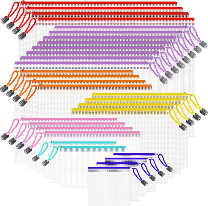 Mesh Zipper Pouch Bags, 32 Pcs Zipper Bags, 8 Size Waterproof Zipper Pouches for Organizing, Asso... | Amazon (US)