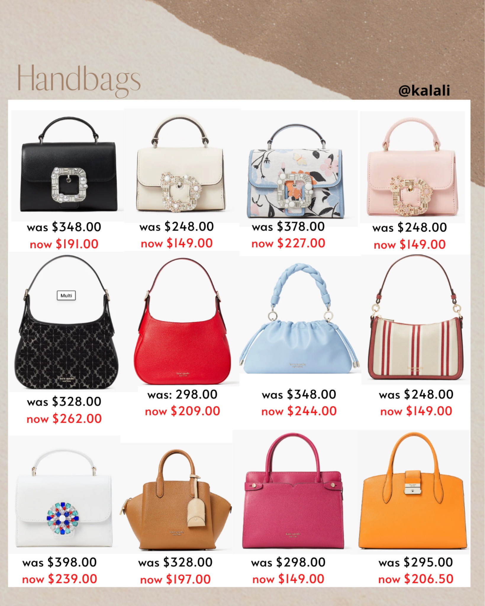 Kate spade’s top handbags on sale. Beautiful selection of handbags. Get yours before the sale is over. 
Follow me for daily content 🫶🏻
.
.
.
#sale
#ltksale
#ltkunder100
#ltkunder50
#deal
#deals
#handbag
#handbags
#bag
#fashion
#dhgate
#beuty
#summer
#ltkitbag

#LTKstyletip #LTKitbag #LTKSale