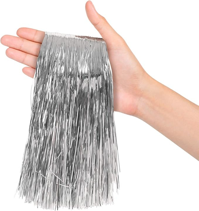Silver Tinsel Strands Metallic Icicle Silver Streamers Pack of 2000 for Holiday Christmas Tree Bi... | Amazon (US)