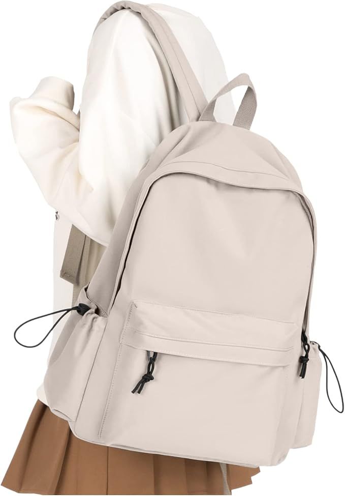 VECAVE School Backpack Beige Waterproof Bookbag Casual Lightweight Travel Rucksack Daypack Backpa... | Amazon (US)