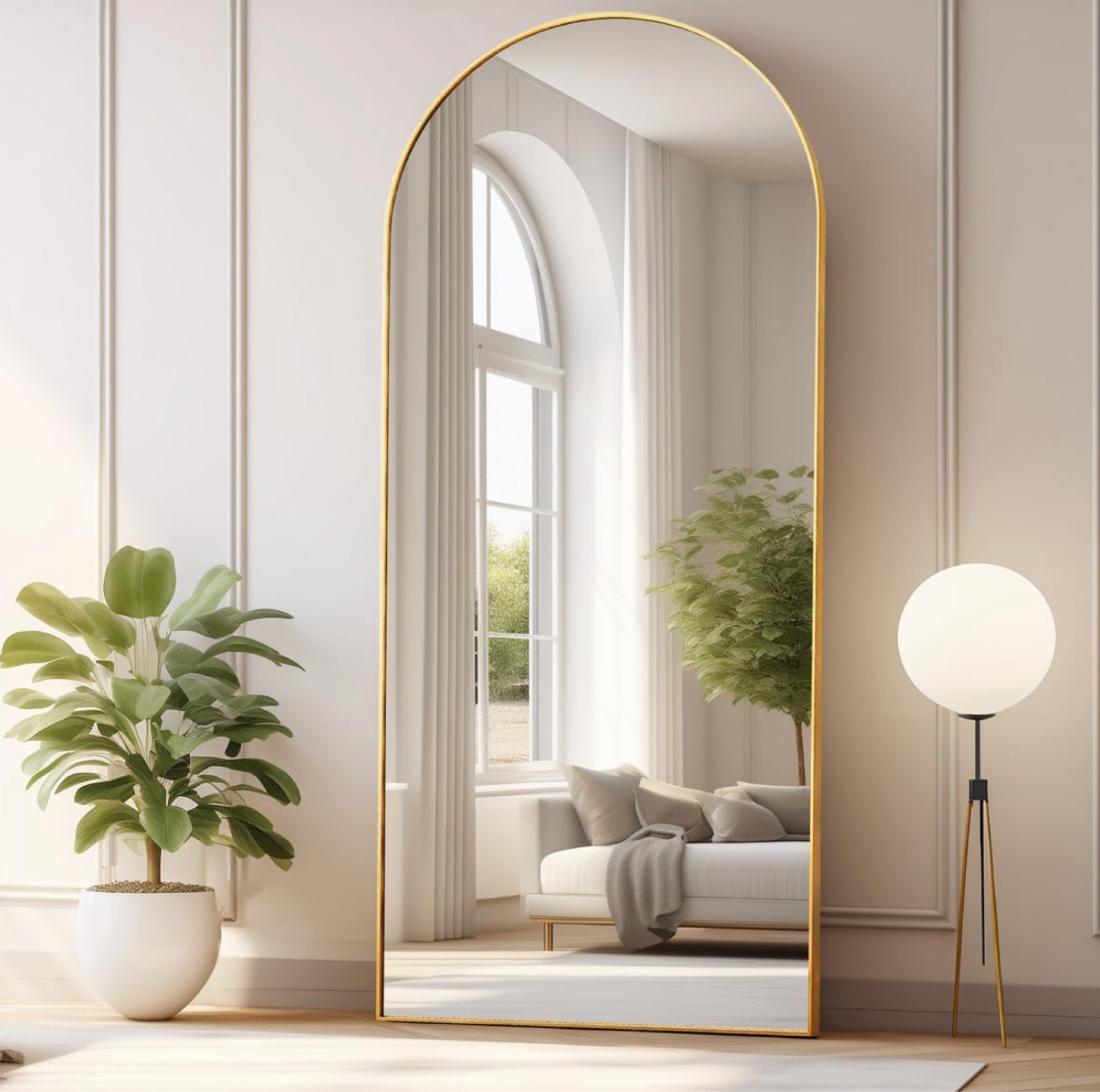 Shop my floor-length, arched mirror 🪞// it comes with an attached stand, so you don’t need to fear damaging your walls! 

Design tip: the rounded top creates a softer look in interior spaces 🤍

Added plus: currently on sale for $150 ~ be sure to add the $20 off coupon before checking out 😊

#LTKSaleAlert #LTKStyleTip #LTKHome