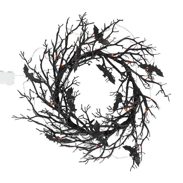 Bat 26" Lighted Wood Wreath | Wayfair Professional