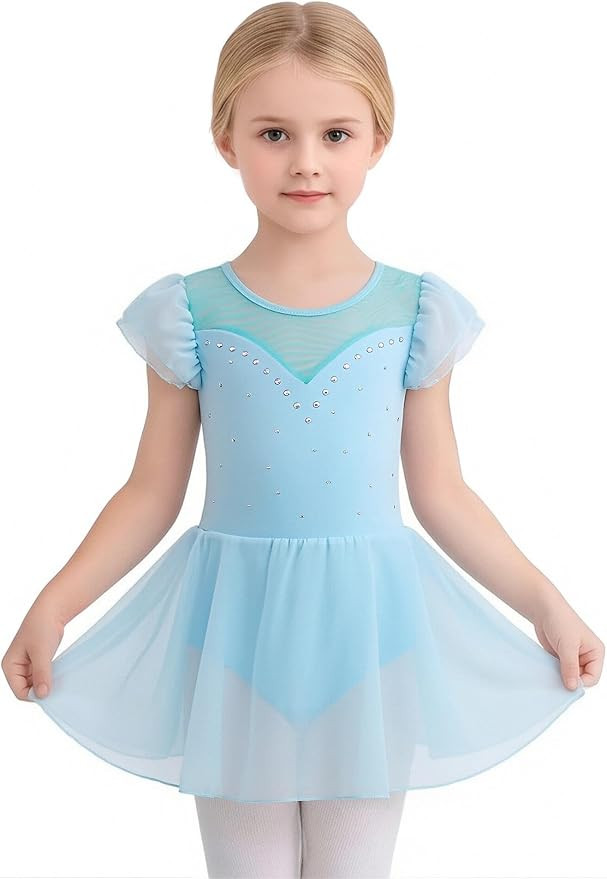 Tutu.kk Ballet Leotards for Girls Flutter Sleeve Sparkly Ballet Dress Dance Leotards Toddler Ball... | Amazon (US)