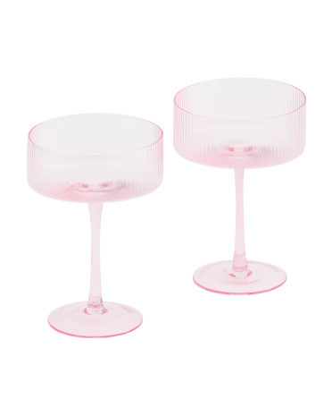2pk Ribbed Coupe Glasses | TJ Maxx