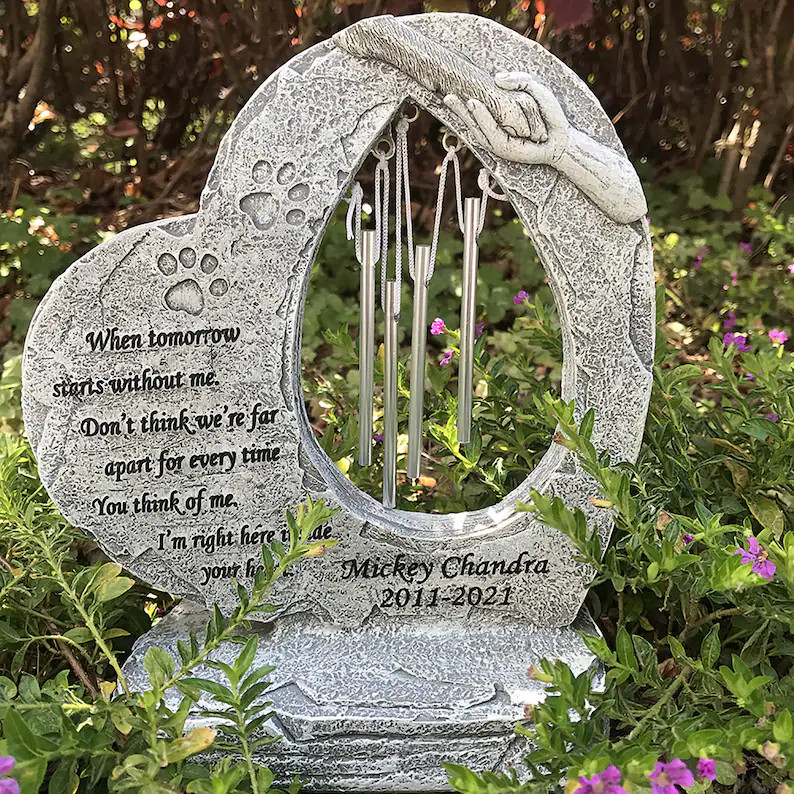 Personalized Dog Puppy Memorial Stones With Wind Chimes, Dog Tombstone Marker, Dog Sympathy Gift,... | Etsy (US)