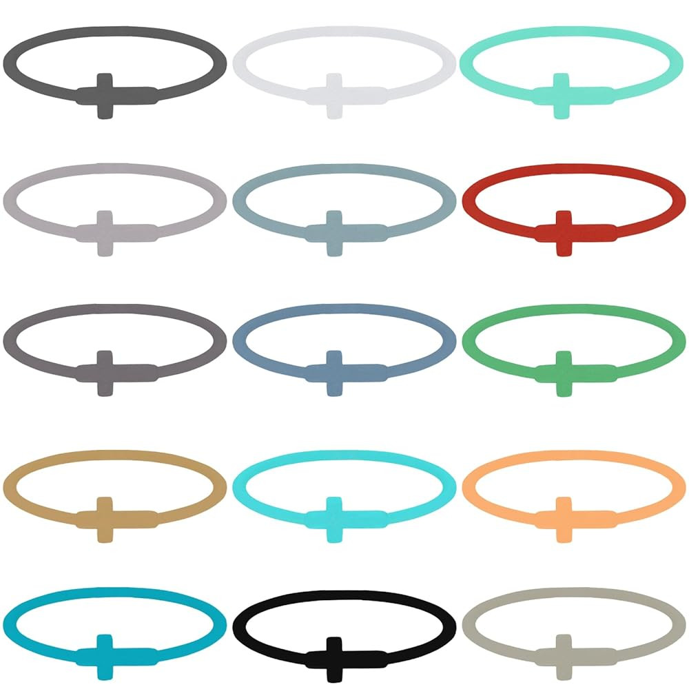 NEWITIN 15 Pieces Cross Bracelets for Women Silicone Cross Bracelet Family Friend Couple Jewelry ... | Amazon (US)