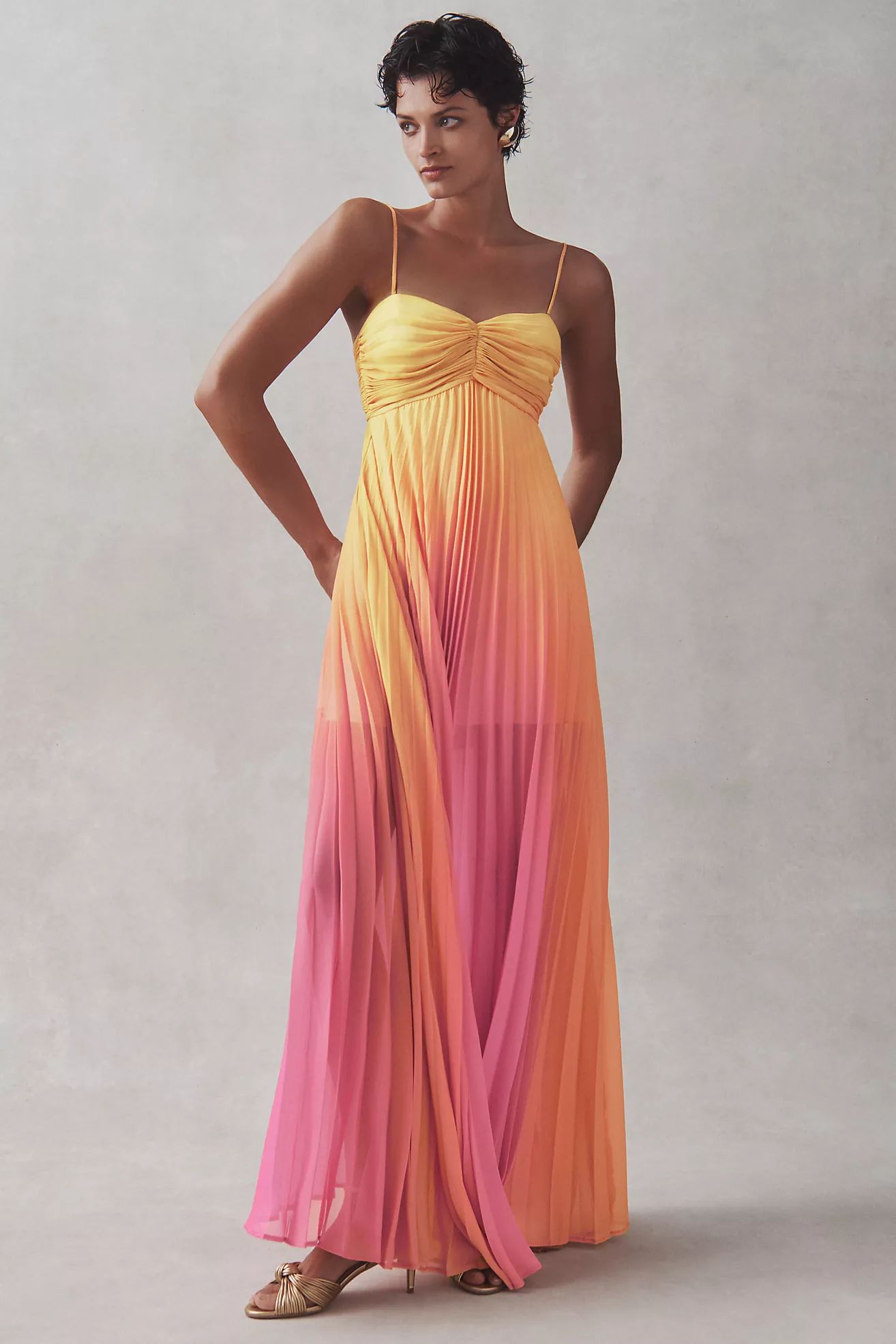 Delfi Collective Nicole Ombre Chiffon Lace-Up Maxi Dress | Anthropologie (US)