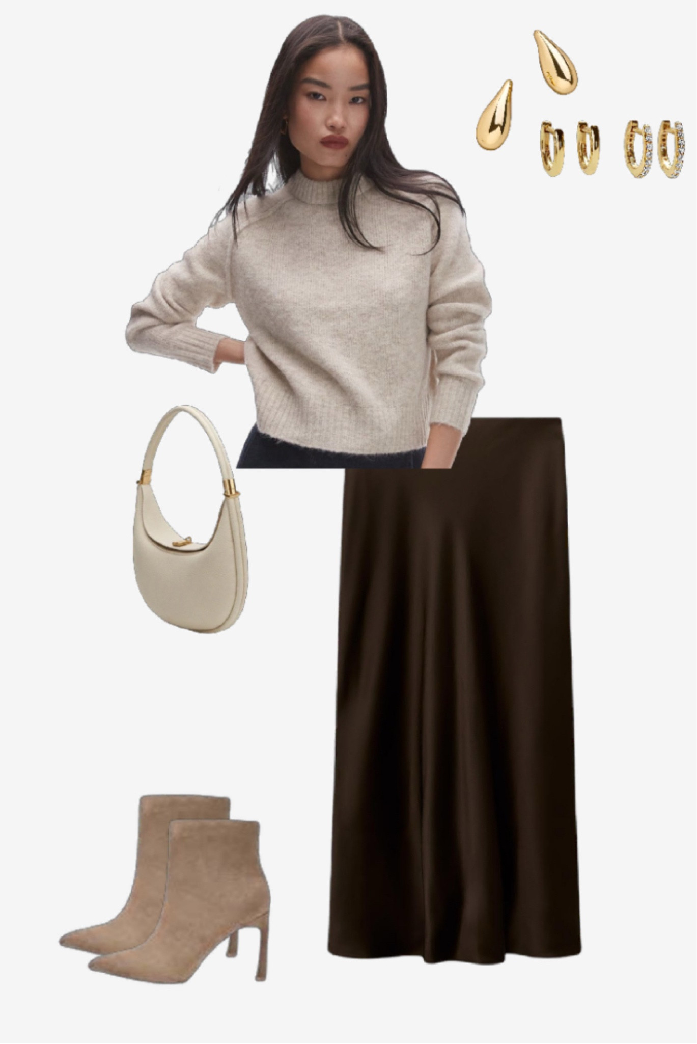 Wanting to stay warm and comfy on a night out to dinner? Pair a satin maxi skirt with some tan booties and a warm sweater! This sweater will be my go-to this winter season so comfy cute and warm! 

#LTKSeasonal #LTKHoliday #LTKWorkwear
