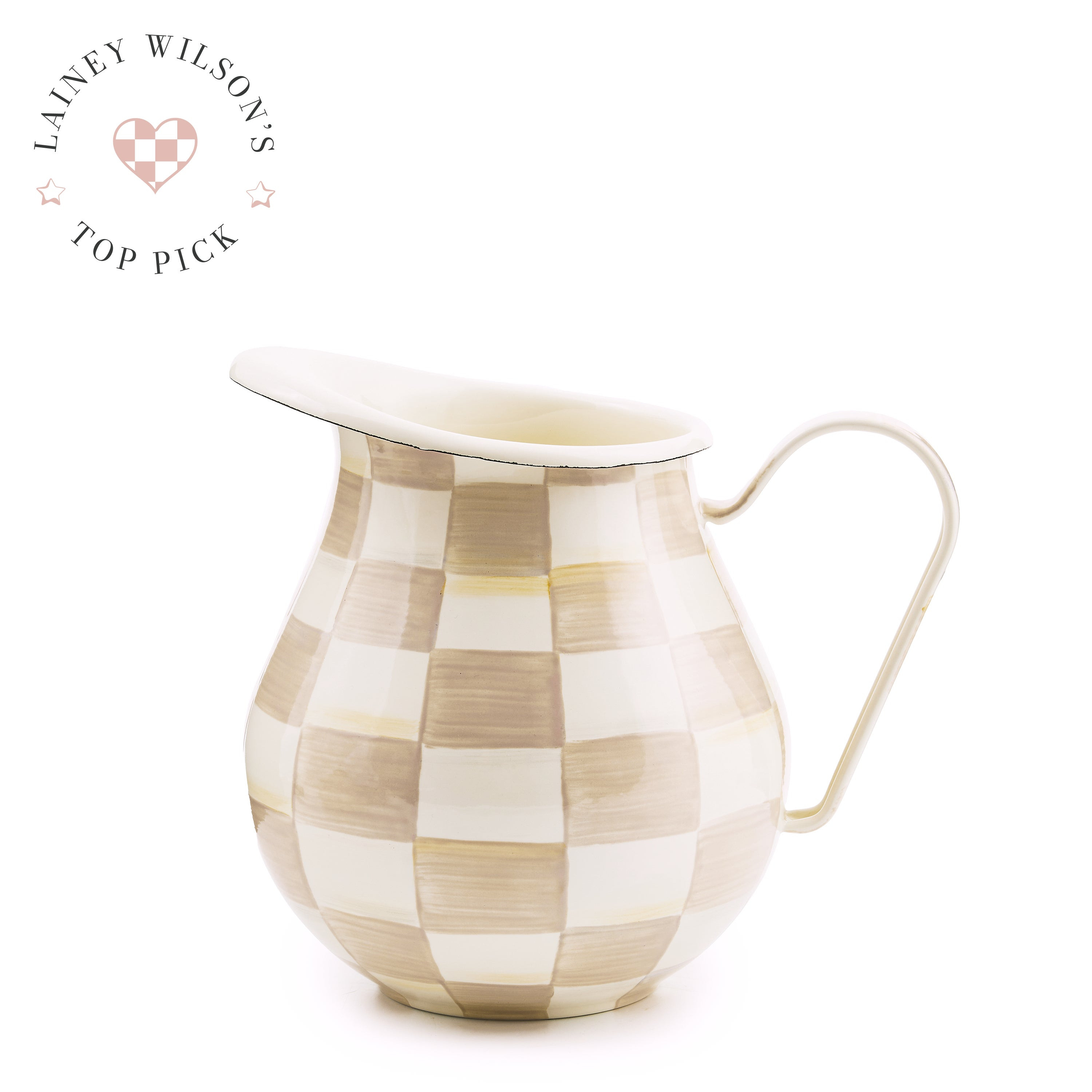 MacKenzie-Childs Mocha Check Pitcher | MacKenzie-Childs
