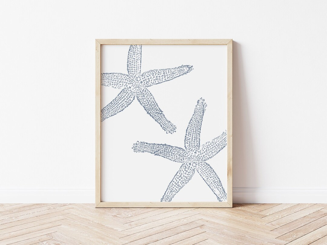 Starfish Printable, Beach Printable, Blue Artwork, Botanical Print, Coastal Print, Coastal Wall A... | Etsy (US)