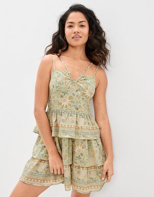 AE Tiered Halter Strap Mini Dress | American Eagle Outfitters (US & CA)