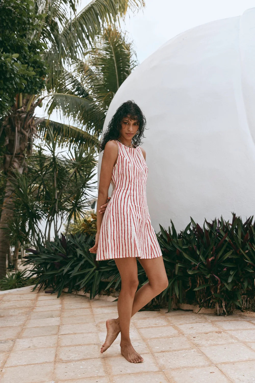 Chloe Linen Mini Dress Stripe | VRG Grl