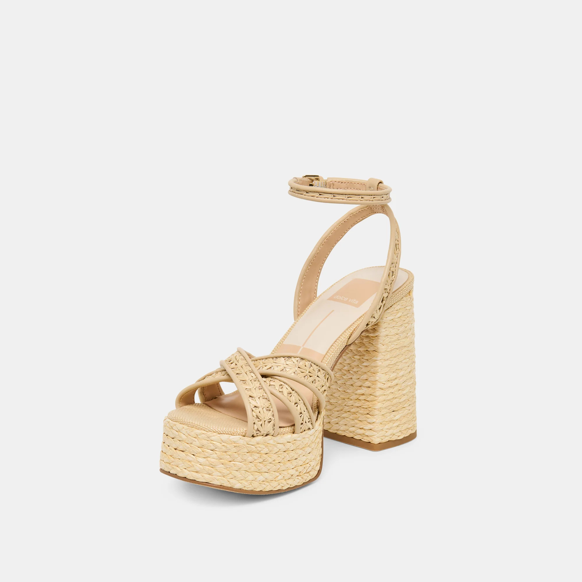 Danila Lt Natural Cross Hatch Raffia Heels | Dolce Vita | DolceVita.com