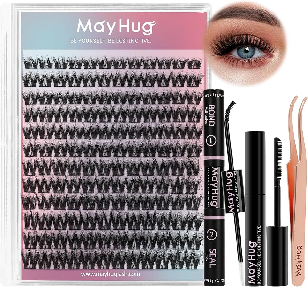 Lash Extension Kit 144 Pcs, 3D Lash Clusters 8-18/D Curl Wispy Lash Clusters with 10ml Bond and S... | Amazon (US)