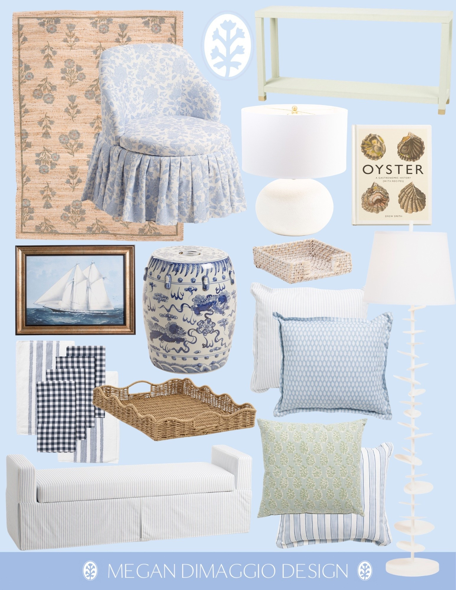 Marshalls & TJMaxx new arrivals that are so good I needed to throw together a little collage to share!! 😍🙌🏻🤣

This green linen wrapped console is back in stock!! So is this floral pleated Serena & Lily look for less chair, jute rug and this blue& white striped bench is already going fast!! Also love this garden stool, designer lamp over 50% OFF!! And tons of pretty pillows for spring & summer!! ☀️ even more linked!!

#LTKHome #LTKSaleAlert