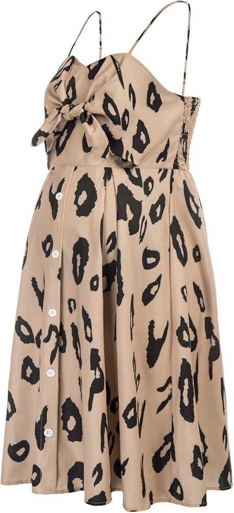 Maacie Women Maternity Striped Cami Dress Spaghetti Straps Buttons Down Dress | Amazon (US)