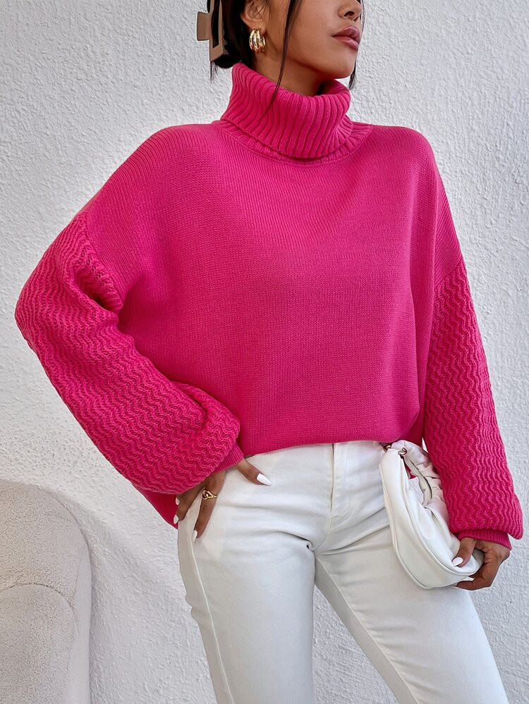 Turtleneck Drop Shoulder Sweater | SHEIN