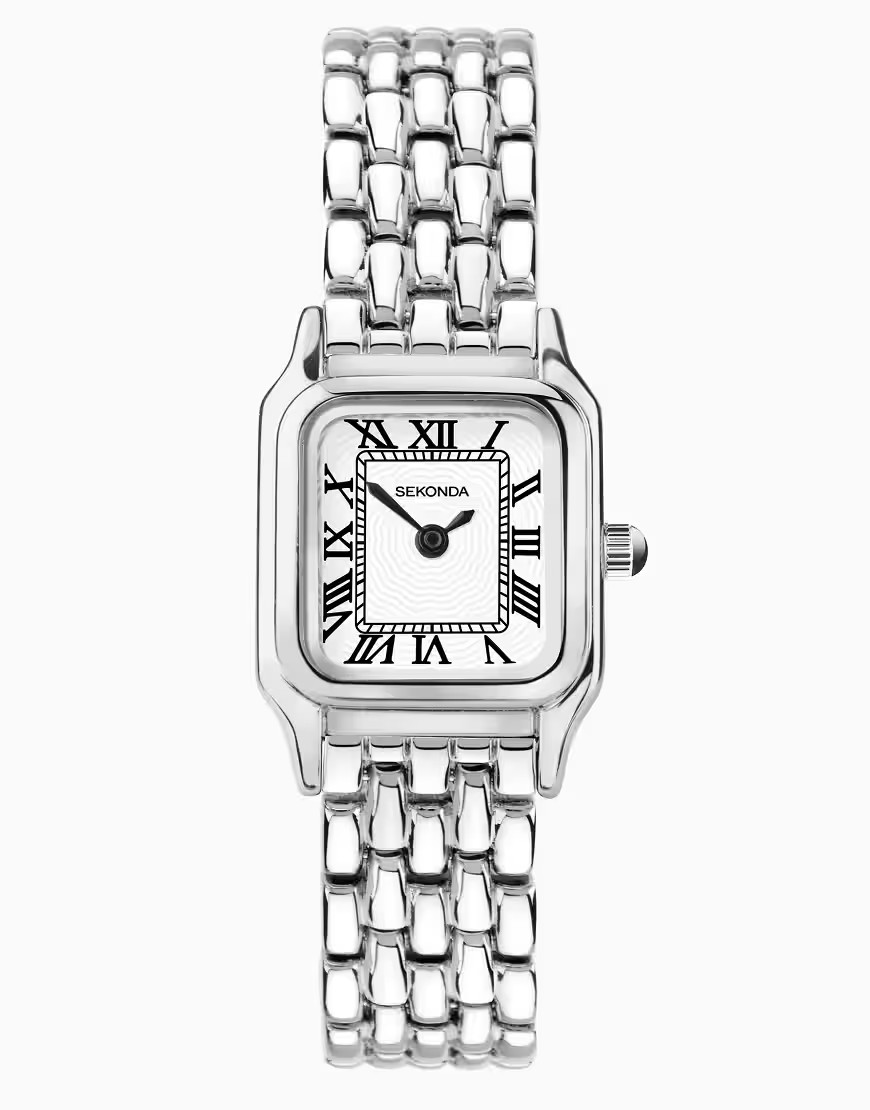 Sekonda – Silberfarben Armbanduhr mit weißem, quadratischem Zifferblatt | ASOS (Global)