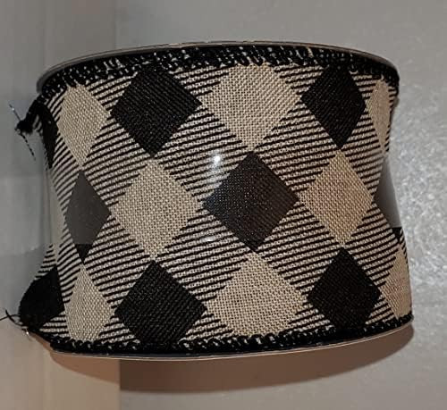 Black Buffalo Check Wired Ribbon 2.5" Wide x 8.3 Yards | Amazon (US)